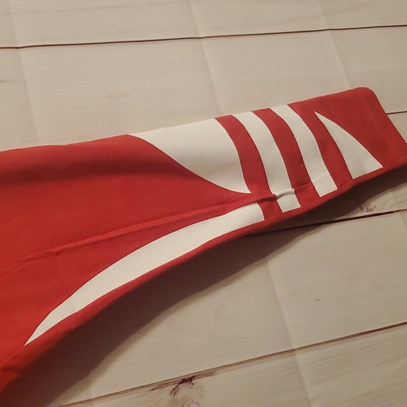 NWOT ADIDAS LARGE LOGO TIGHTS LUSH RED/WHITE - Picture 9 of 16